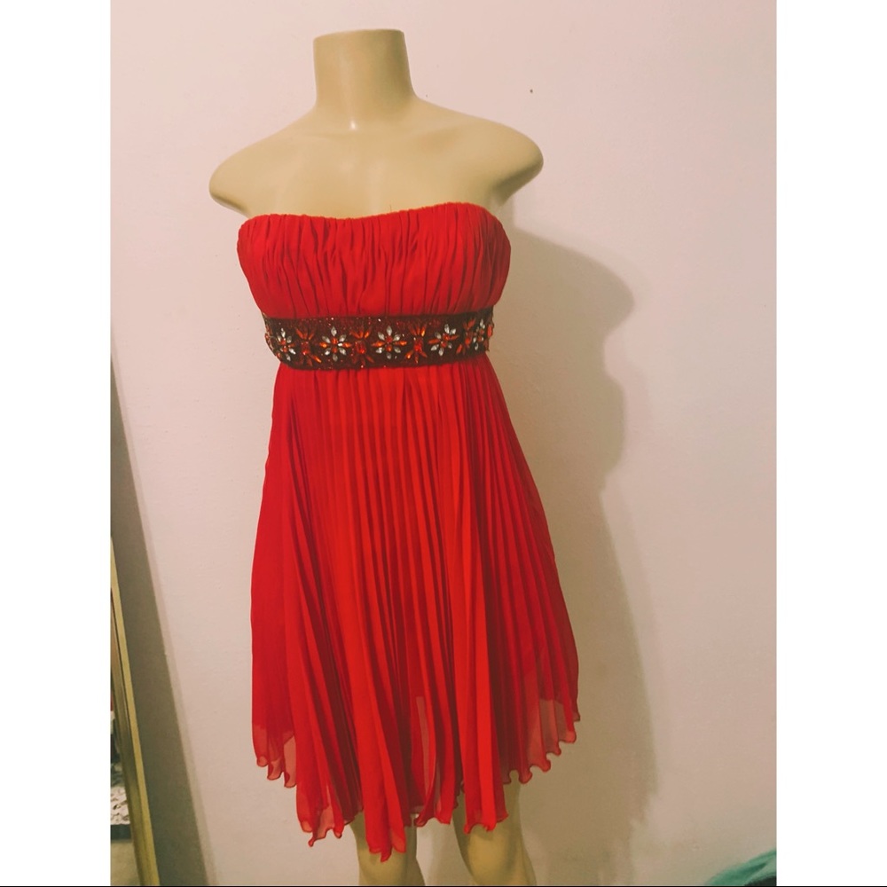 Bright Red, Fun, Beaded, Short, Prom Dress